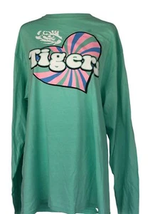 LSU Tigers Long Sleeve Shirt Hanes S Pastel Green & Pink Heart Graphic - Picture 1 of 4