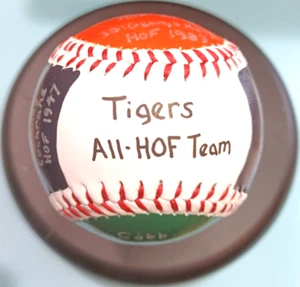 DETROIT TIGERS PINTADO A MANO ALL HOF SALÓN DE LA FAMA BÉISBOL GREENBERG TRAMMELL + - Imagen 1 de 7