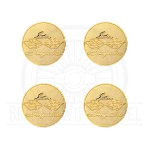 Impala Gold 3D Metal Wire Wheel Chip Emblems, Size 2.25", Set or Single - Picture 1 of 21