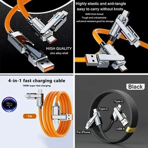 Cable de carga cargador USB 4 en 1 multi cabezal para la mayoría de los dispositivos iPhone Samsung - Imagen 1 de 9
