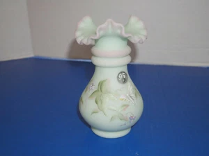 Fenton Lotus Mist Signature Vase grün rosa Rand 95th Ann creator M. Reynolds - Bild 1 von 10