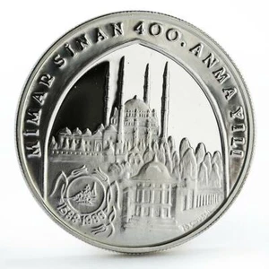 Turkey 20000 lira Architect Mimar Sinan Mosque Landscape proof silver coin 1988 - Picture 1 of 6