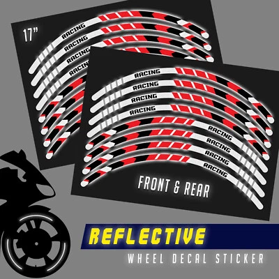 SH30 Red 17 INCH REFLECTIVE RIM STICKER For Kawasaki Ninja H2 H2R 19 20 21 22 - Image 1 of 4