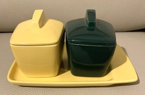 Vintage 5 pc Franciscan Ware Condiment Set Toastmaster Green & Yellow MCM USA - Picture 1 of 6