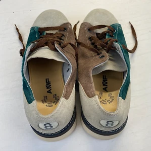 Zapatos de boliche AMF vintage para hombre talla 8 cuero verde/marrón, zapatillas, casuales - Imagen 1 de 13
