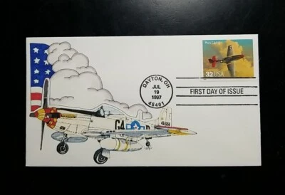 US SC# 3142a 1997 P-51 Mustang LMG Hand-Painted Cachet First Day Cover FDC - Image 1 of 2