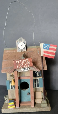 School House Birdhouse Wood Craft Art Home Garden Country Farm Western Decor 7" Cover
