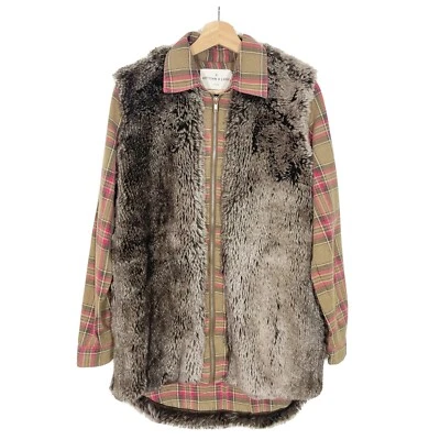 NUEVO SIN ETIQUETAS Artesanal de Lujo Imitación Piel Cuadros Camisa Chaqueta Cremallera Marrón Talla XS Foto 1 de 4