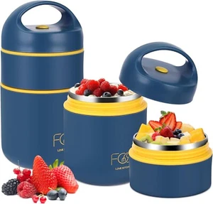 Thermo Lunchbox Essen Heiß Müslibecher to Go Tragbar Frühstückstasse+Klaplöffel - Bild 1 von 7
