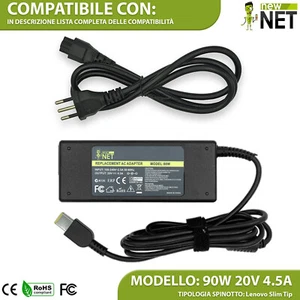 Caricabatterie compatibile con Lenovo Thinkpad 730-15IWL 900-13ISK 90W 20V 4,5A - Foto 1 di 6
