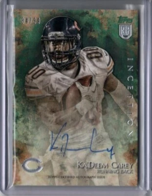 2014 Topps Inception KA'DEEM CAREY RC Green /99 RC Rookie Auto Card #26 Bears - Image 1 of 2