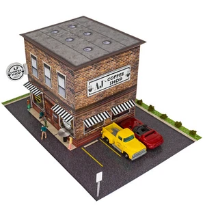 1/64 Ranura Coche Coffee Shop Drive Thru Photo Kit Real se adapta a AFX HotWheels y más - Imagen 1 de 5