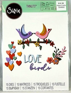 Troqueles de corte de metal Love Birds rama flores corazones Sizzix Thinlits 15 troqueles - Imagen 1 de 1