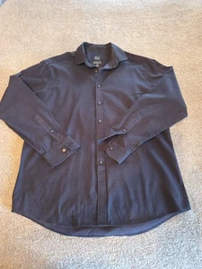 Mens Jos A Banks Traveler Dress Shirt LARGE Travel Tech Stretch Navy Blue  - Picture 1 of 11