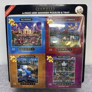 DOWDLE 4er-Pack Mini Holzpuzzle Reiseziele Set Taj Mahal Niagarafälle Neu - Bild 1 von 6