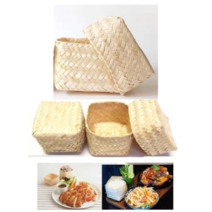 3 Stück Klebreis Bambus Traditionell Gewebt Korb Servieren Natur Holz Handarbeit - Bild 1 von 16