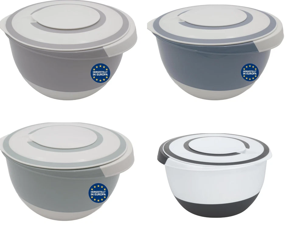 5 Liter Rührschüssel mit Spritzschutz und Deckel - Backschüssel Antirutsch-Boden - Bild 1 von 1