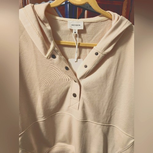 OFF WHITE Felpa con cappuccio Heyson taglia Medium colore crema scollo con cappuccio tasca a canguro nuova con etichette