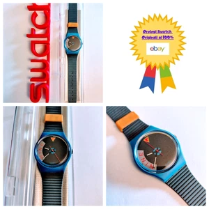 Swatch Gent New Blue Jet No Date GS104 1989 Vintage Armbanduhr NOS - Bild 1 von 10
