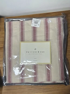 Pottery Barn Savannah Basket Liner Small Red Stripe Discontinued NIP - Image 1 of 4