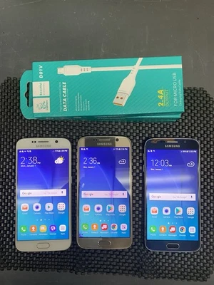 Lote De 3 Samsung Galaxy S6 Funcionales Desbloqueado/Repuestos Sprint/Reparación SM-G920 C49 Foto 1 de 4