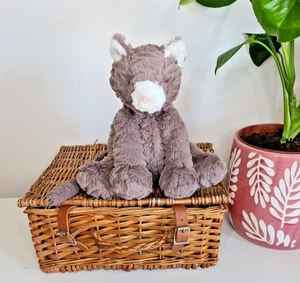 "Gorro de felpa Jellycat Medium Fuddlewuddle Kitty - gris con textura para gato sentado 8""" - Imagen 1 de 16