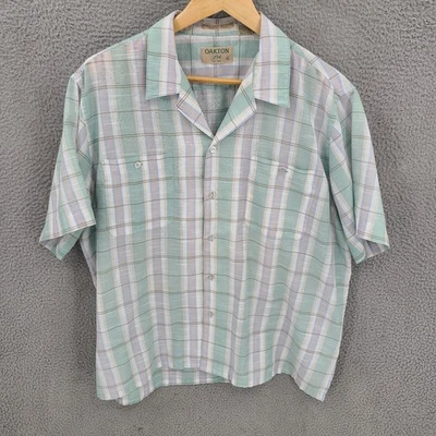 Vintage Sears Shirt Mens XL Green Plaid 80s Oakton Ltd Button Up Camp - Image 1 of 4