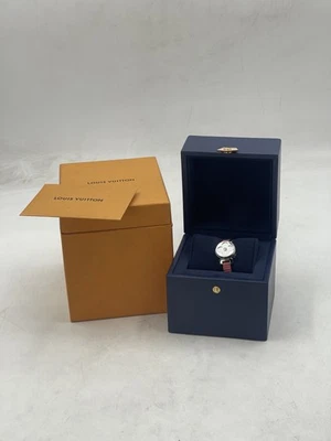 Reloj de cuarzo para mujer Louis Vuitton Tambour Bijou plateado/rosa lagarto usado Foto 1 de 4