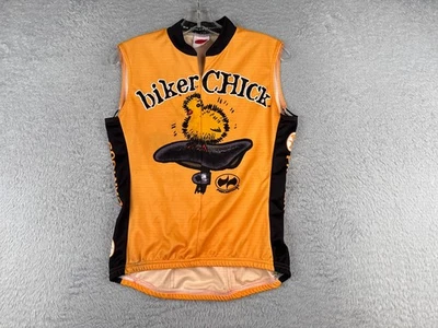 World Jerseys Cycling Jersey Womens Medium Yellow Tank Biker Chick 1/2 Zip Poly - Image 1 of 4