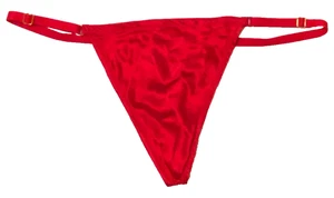 Victoria's Secret V-String-Tanga rot Seide verstellbare Taille Größe M seidig vorne neu mit Etikett - Bild 1 von 15