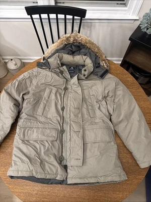 Vintage Mens XL Nautica Parka Olive Green Coyote Trim Hood Coat Jacket  80/20 - Image 1 of 4