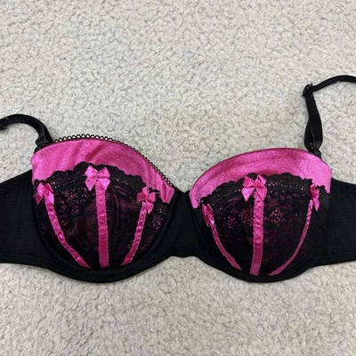 Умный и сексуальный бюстгальтер 34B Demi пуш-ап белье розовый черный - Изображение 1 из 4