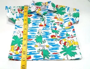 Vintage Toddler Hawaiian Shirt 12M Panda Bear Brand Button Up Short Sleeve - Picture 1 of 8