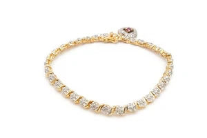 Ross Simons Gold Plated Sterling Silver 925 Diamond Ruby Bracelet 7.5" - Picture 1 of 11