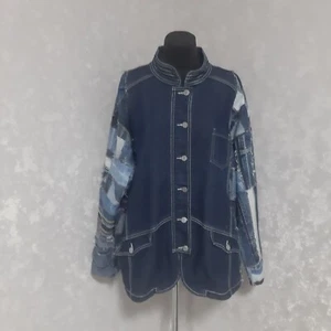 Patchwork denim blue jacket size 3XL, Boro jacket from recycled jeans patches - Picture 1 of 10