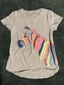 Wonder Nation Girls 3D Embellished Zebra Graphic T-Shirt Grey Size Medium 7/8 - Picture 1 of 3