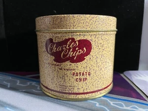 VTG Charles Chips Salesman Sample Mini Potato Chip Tin Can Advertising - Picture 1 of 2