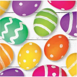 Basket Bounty Bright Eggs Easter Holiday Theme Party Paper Beverage Napkins - Picture 1 of 1