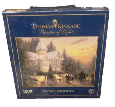 THOMAS KINKADE VTG 1991 VICTORIAN CHRISTMAS PAINTER OF LIGHT 1000 PC PUZZLE~NEW~ - Image 1 of 3