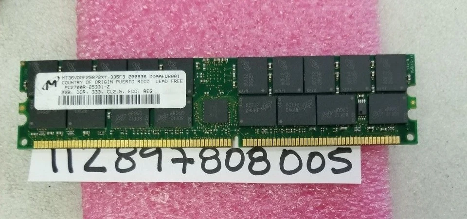 2GB DDR1 DDR PC2700R  333MHZ  333MHZ 184PIN 2.5V DUAL RANK  2RX4 128X4 RDIMM  - Image 1 of 1