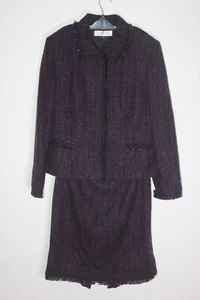 Tahari Arthur S. Levine lila Tweed 2-teiliger Anzug Rock & Jacke Damen 14 neu mit Etikett - Bild 1 von 13