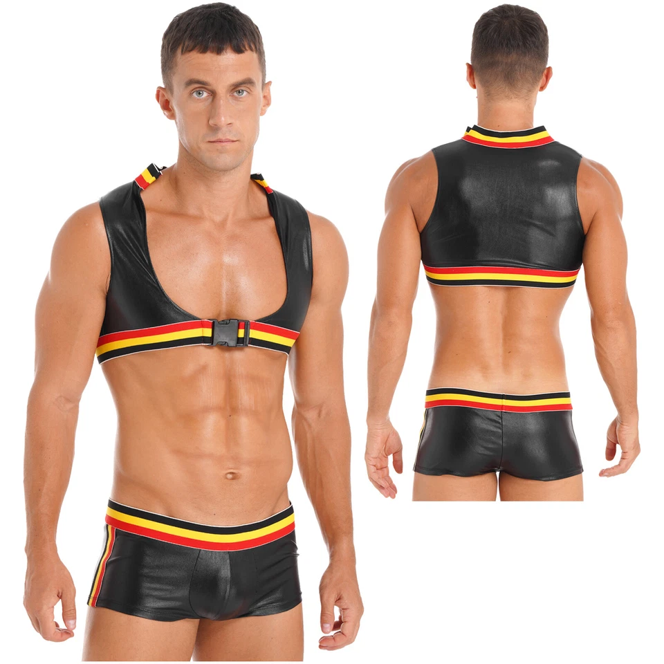 Hombres Bombero Halloween Juegos con disfraces Disfraz Uniforme Vestir Top Corto Con Pantalones Cortos Foto 1 de 1