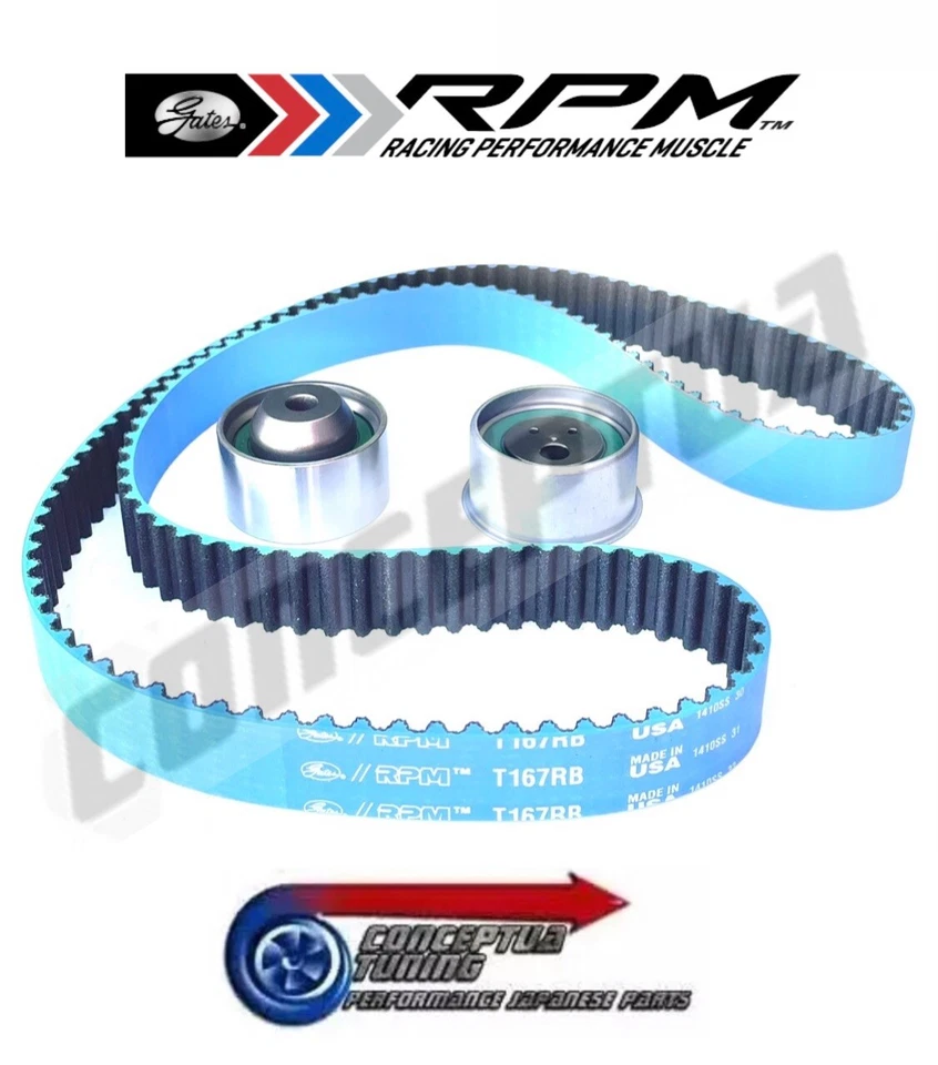 Kit Cinghia Distribuzione Gates RPM Blu Performance GMB - per Mitsubishi EVO 4 5 6 7 8 9 - Immagine 1 di 3