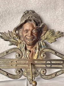 Antique Judd Johnny Griffin Black Boy Brass Tie Hat Coat Rack Key Holder C1920 - Picture 1 of 8