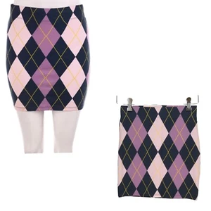 FB Sister Mini Skirt Argyle Plaid Multicolour Stretch Party Girls Cotton Size XS - Picture 1 of 8