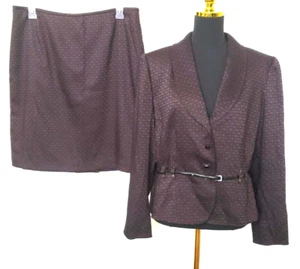 NEW Tahari ASL Women’s Brown Belted PEB 2 Piece Skirt Suit Size 16 - Picture 1 of 8