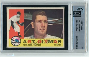 1960 Topps Art Ditmar Auto #430 New York Yankees Signed Autograph GAI Graded - Picture 1 of 2