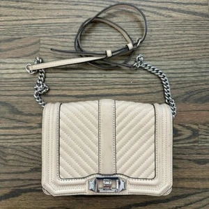 Rebecca Minkoff Umhängetasche creme Leder Chevron gesteppt Love - Bild 1 von 8