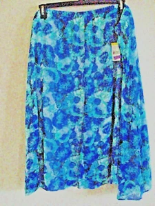 Gonna da donna plus blu polpaccio rosa Laura Scott floreale taglia 1X nuova - Foto 1 di 3