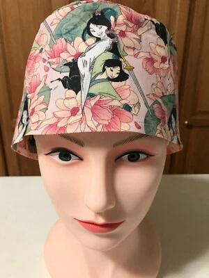 Scrub or Chef Hat Medical Nursing Chemo Skull Cap Mulan Print - Image 1 of 4